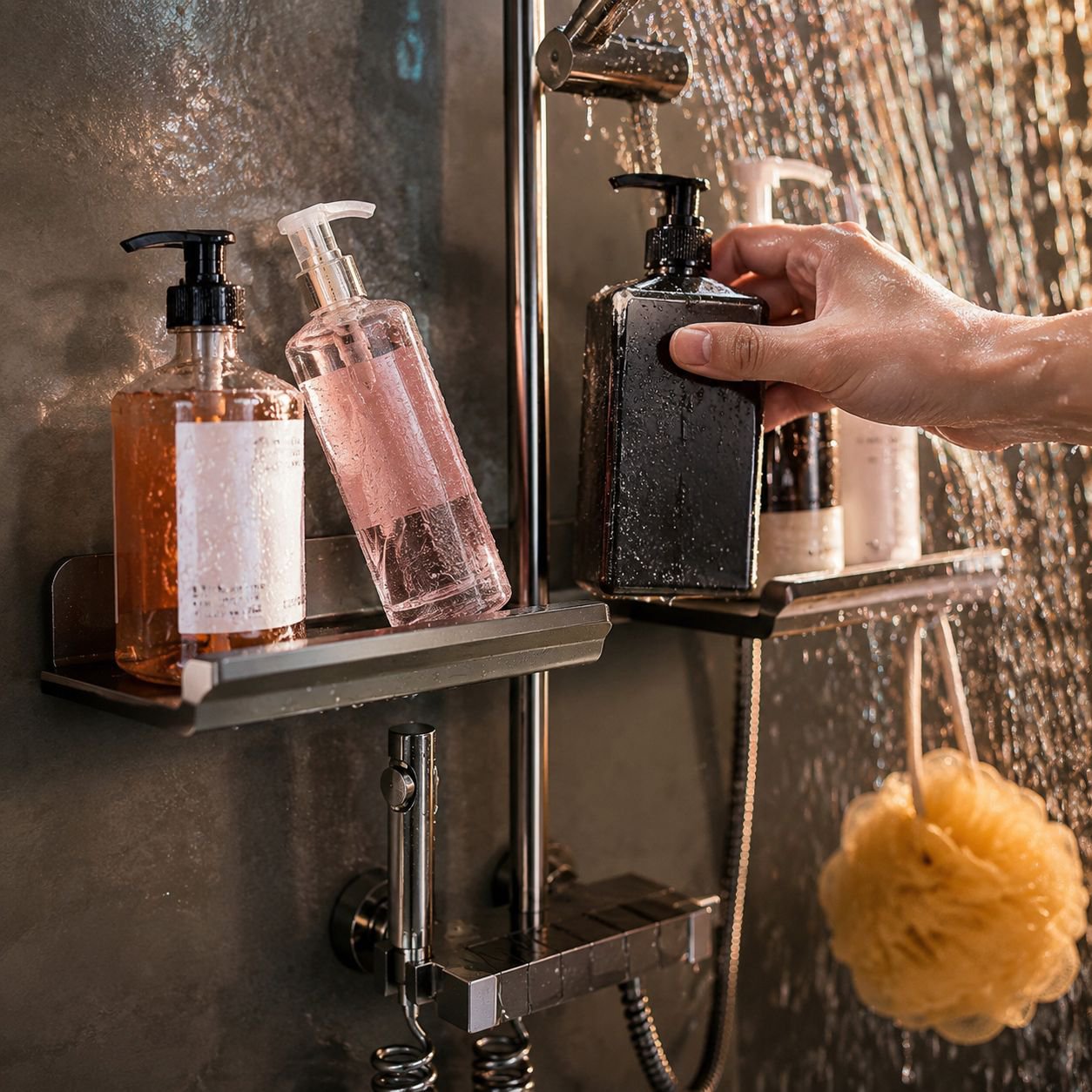 Organizador de baño resistente instalado en la pared