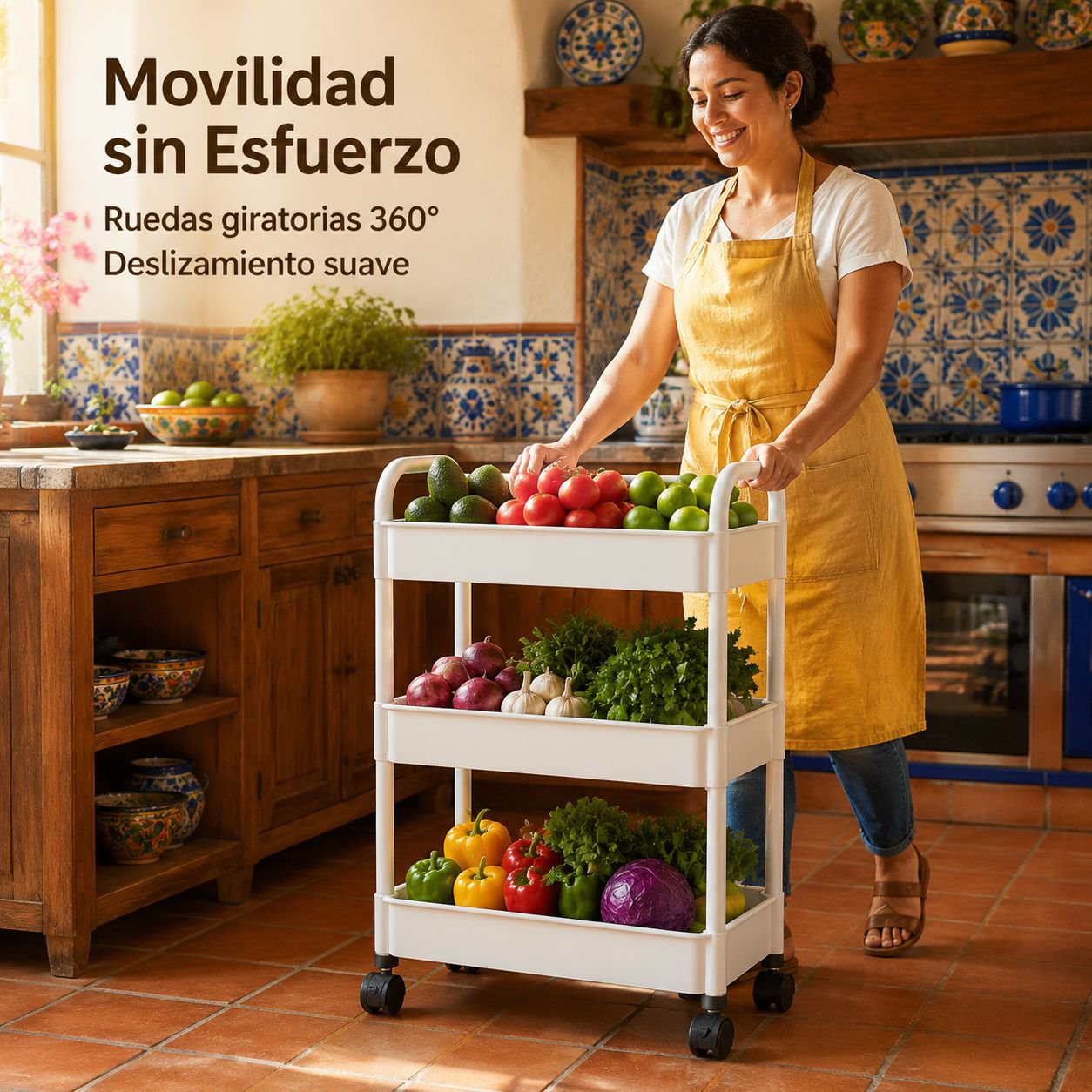 Estantería de cocina multifuncional con ruedas
