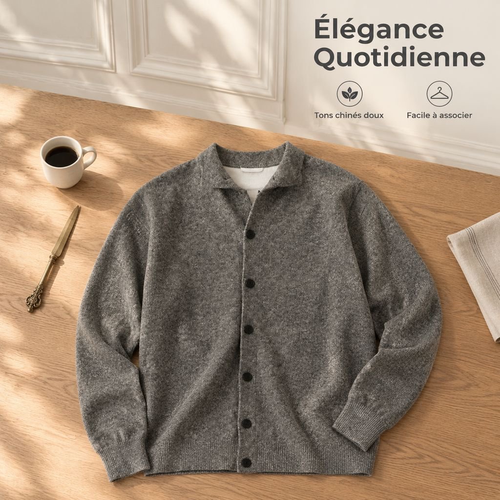 Gilet en tricot épais à col montant pour homme automne-hiver