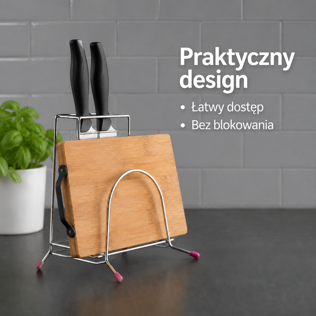 Podwójny stojak do przechowywania desek do krojenia i noży