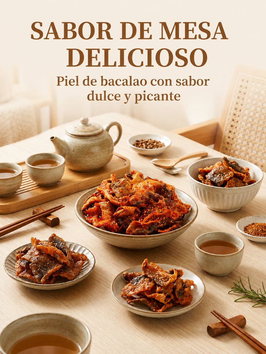 Piel de bacalao crujiente glaseada con miel