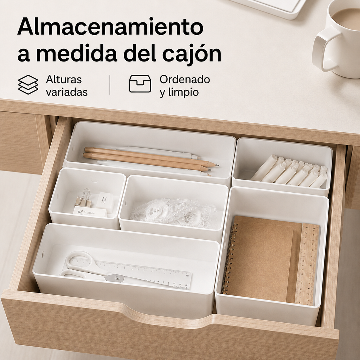 Caja de almacenamiento rectangular para escritorio