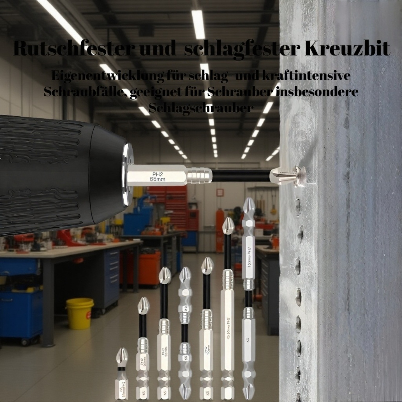 K5 Hochfester Sechskant-Bit-Satz mit Gewinde, rutschfest, für Elektroschrauber