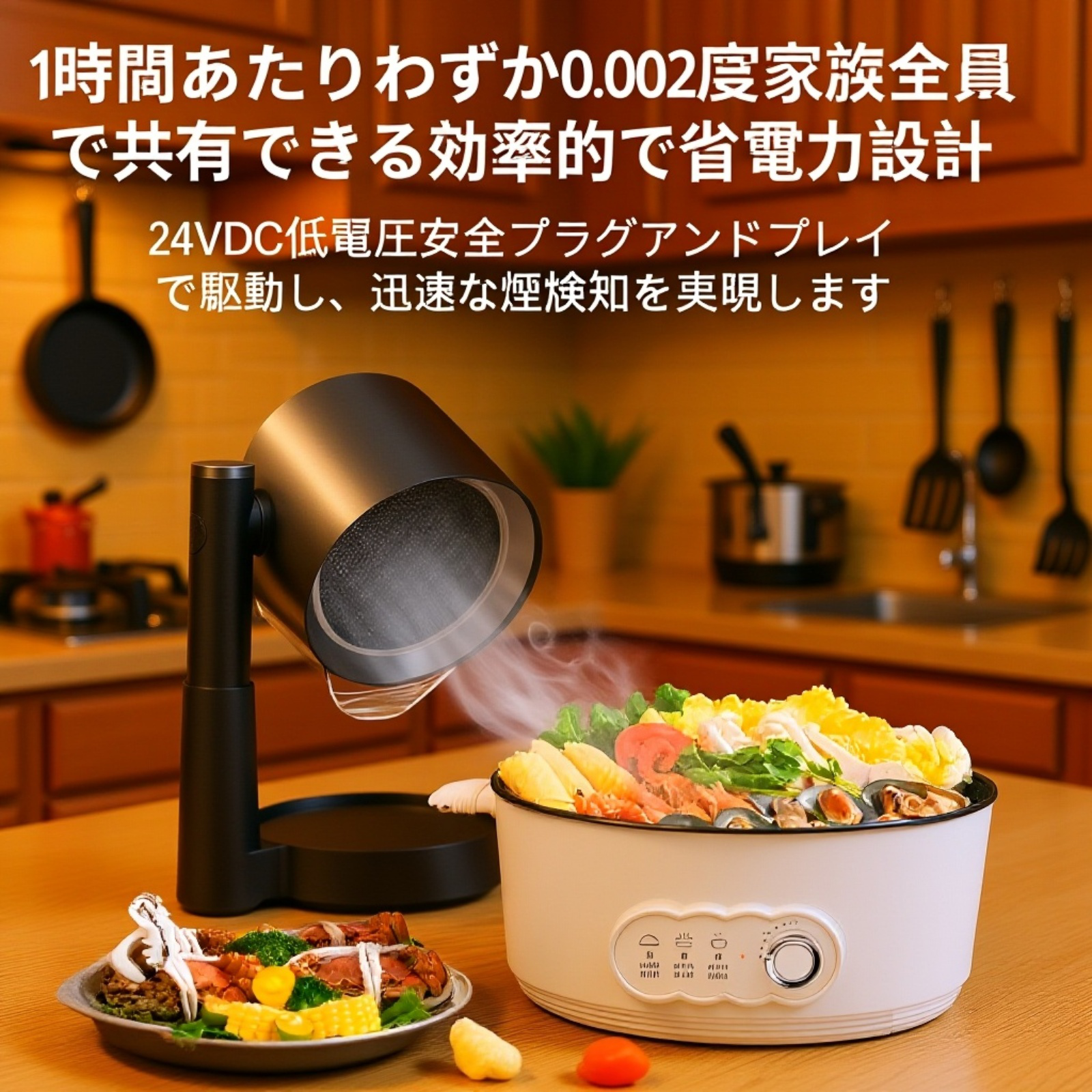 レンジフードの換気機能を説明する図