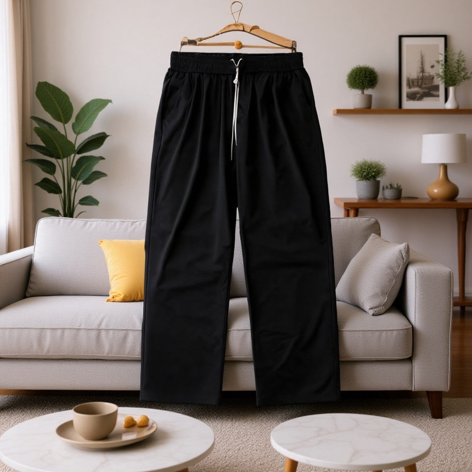 チェック柄速乾空調パンツ高弾性クールパンツゆったりスポーツカジュアルストレートパンツ男女兼用2025春夏新作パンツ