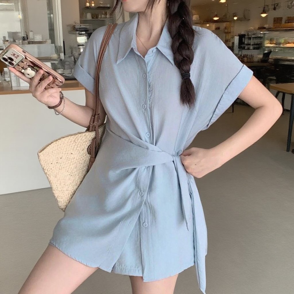 셔츠 반팔 투피스 반바지 와이드 조거 여름 휴가