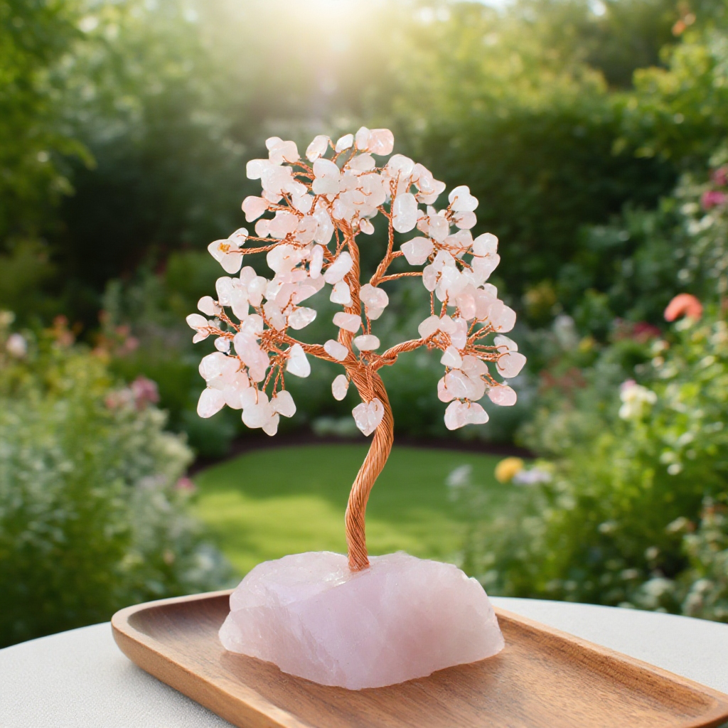 수정 원석 부자 나무 장식품