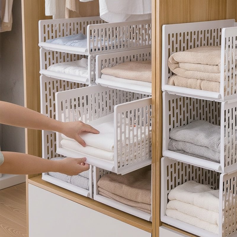 Bedroom Wardrobe Storage Layer Partition Basket