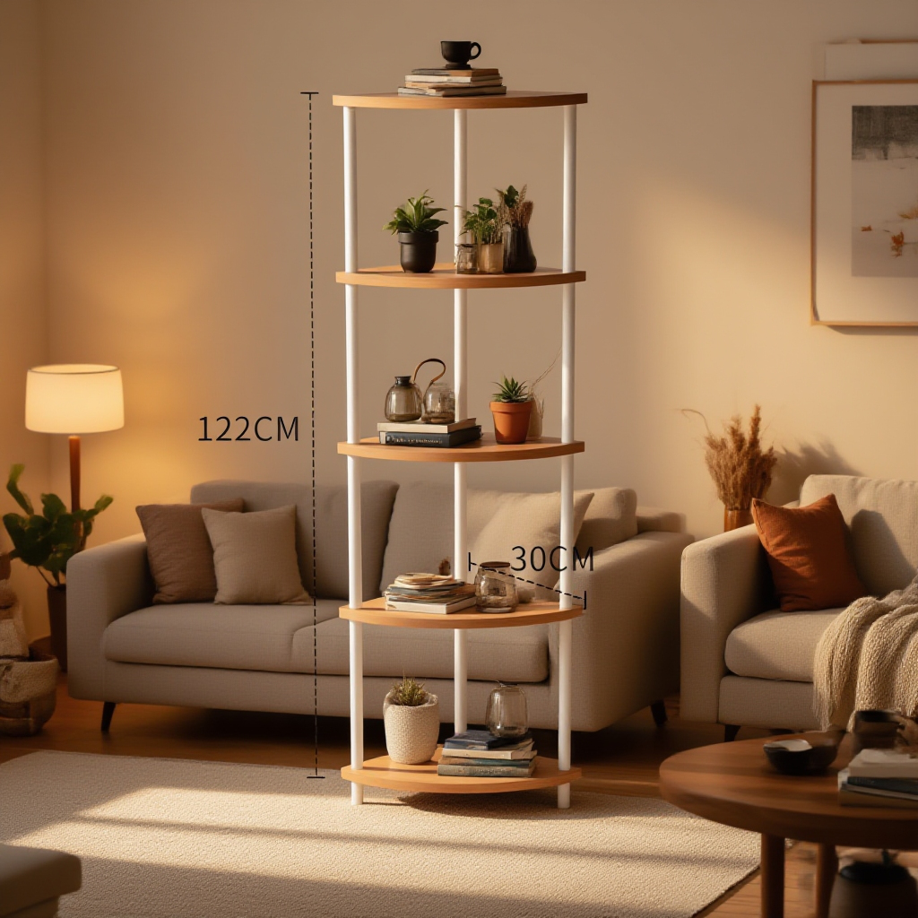 튼튼한 구조의 삼각 코너 수납 선반