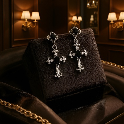 أقراط بتصميم صليب بلمسة فاخرة