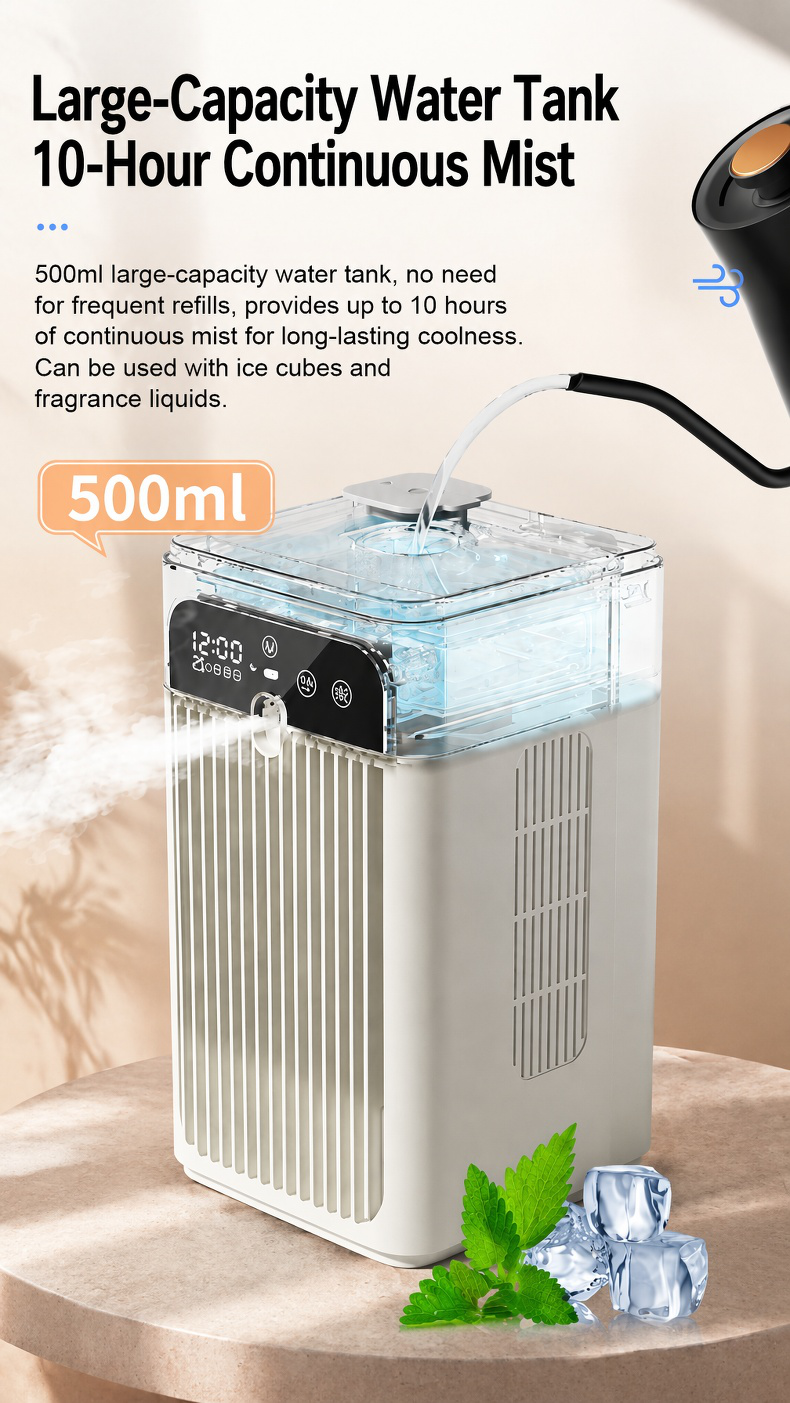 Portable mini air cooler with mist spray function