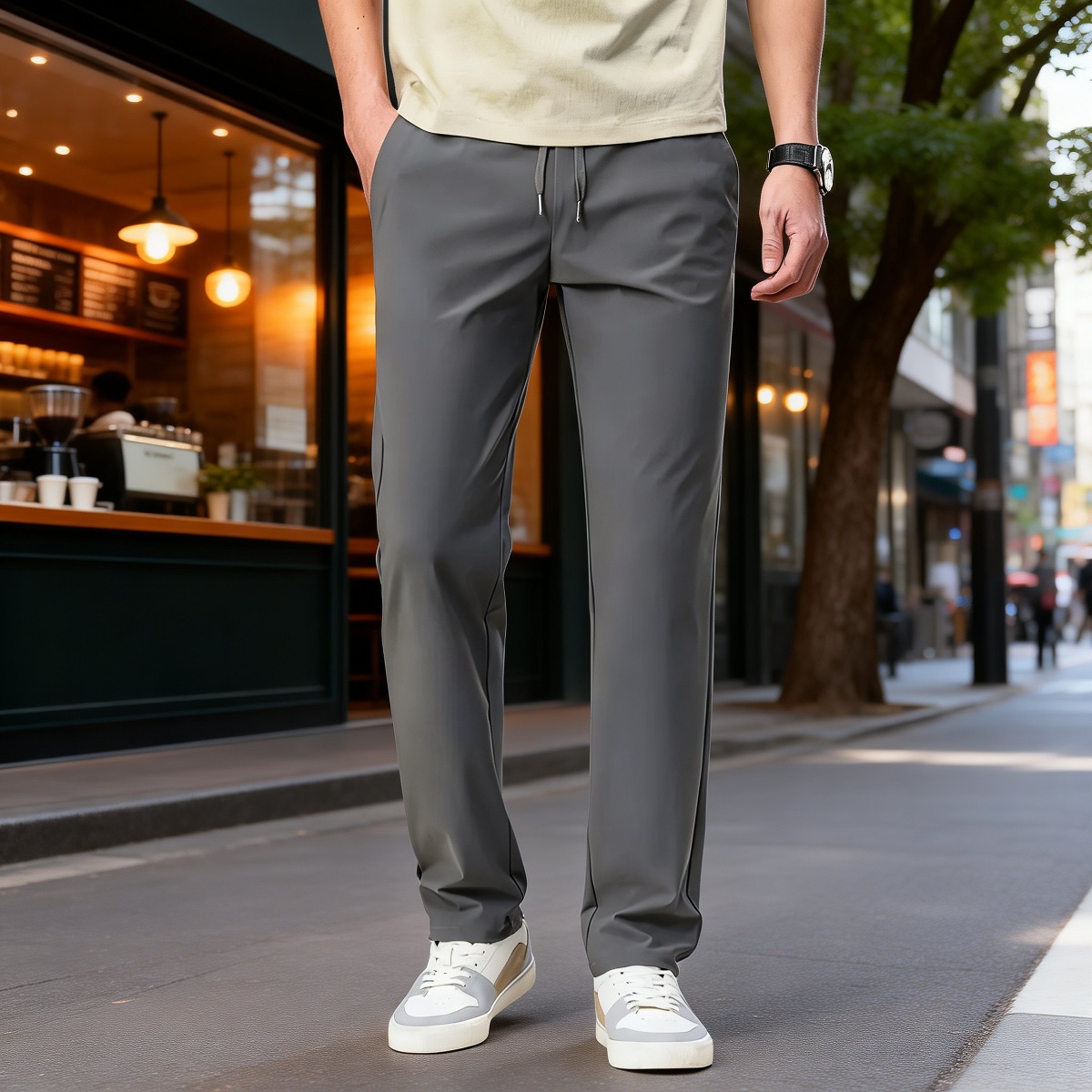 アイスシルクメンズカジュアルパンツ