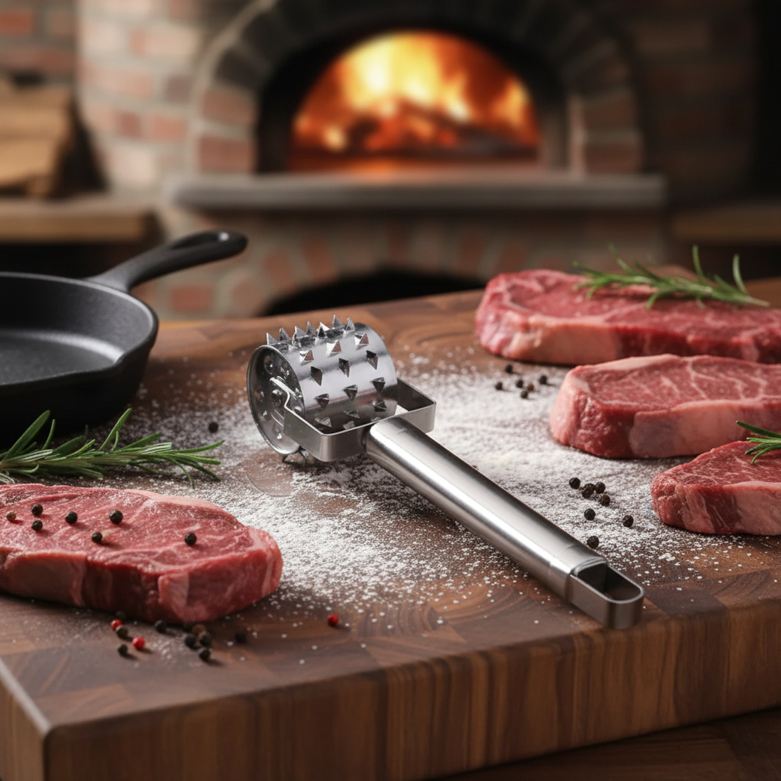 肉を柔らかくするキッチン用肉軟化器の使用例