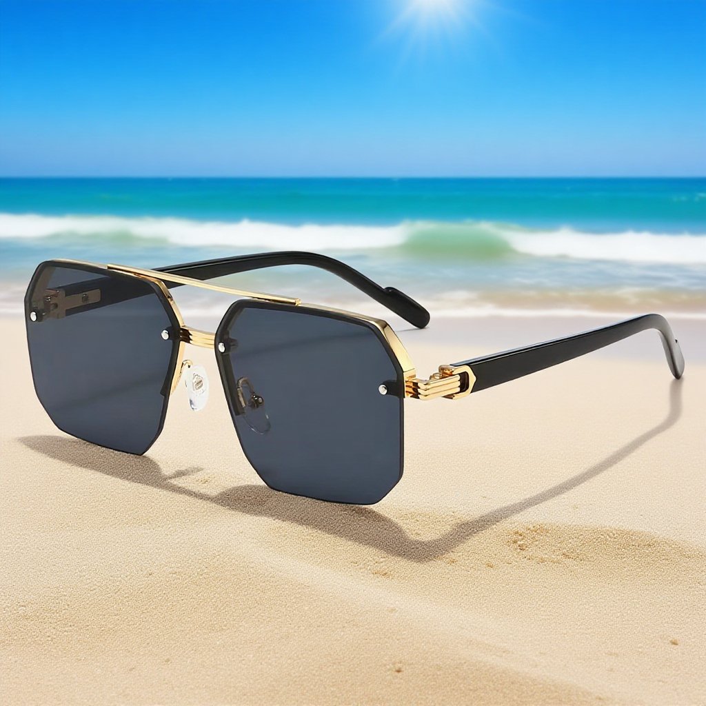 Detalle del doble puente en gafas de sol de alta calidad