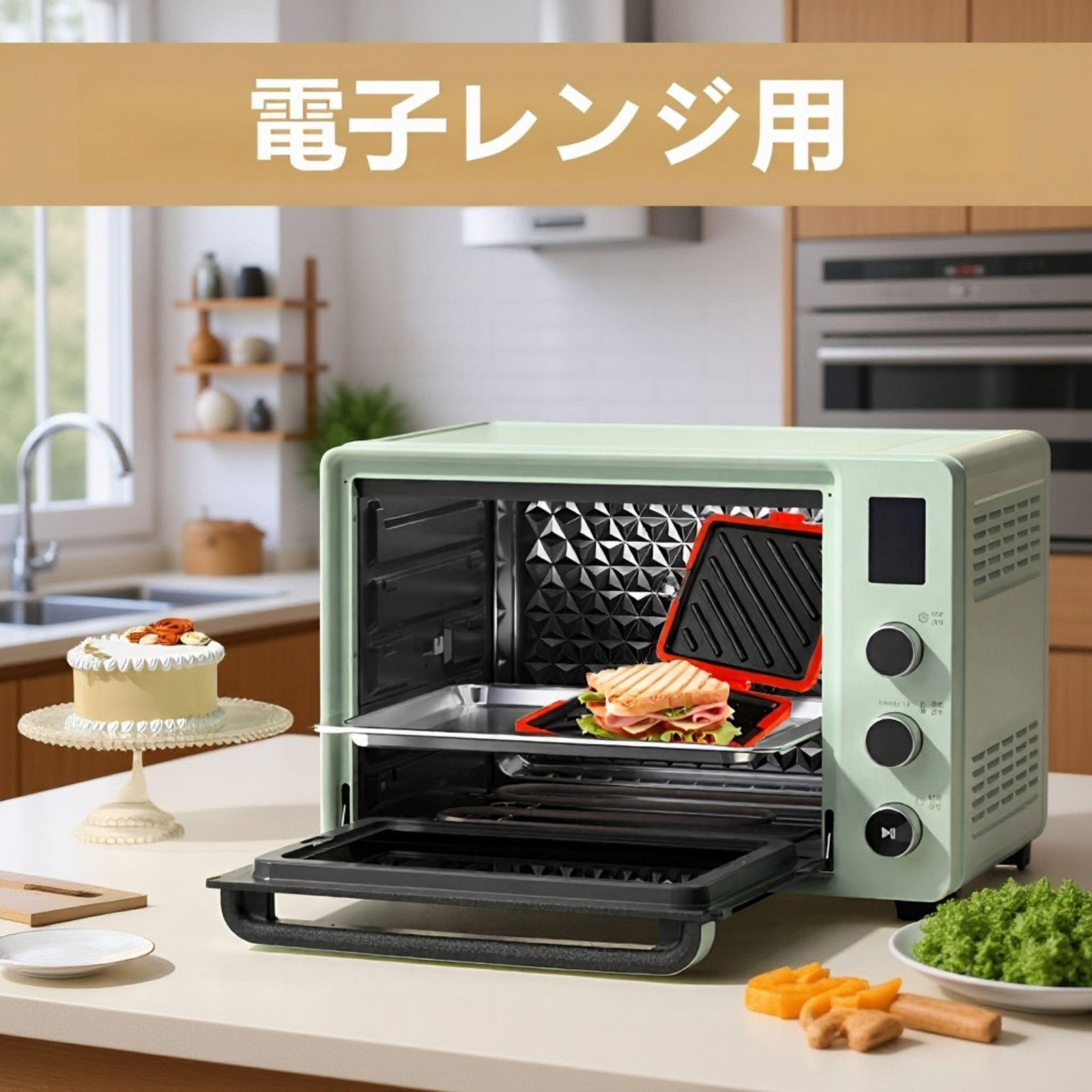 電子レンジ用シリコンサンドイッチ焼き型 トースト朝食時短