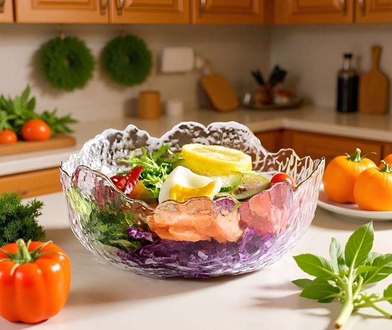 Elegant gold-rimmed glass bowl for luxury table settings