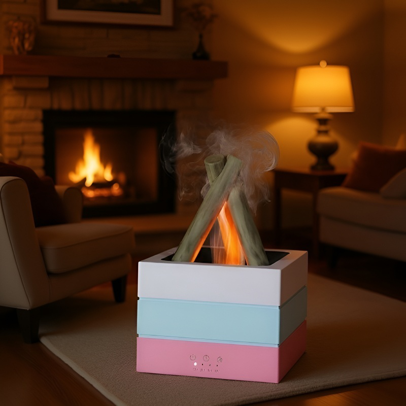 칠색 아날로그 가습기 무드 오일 디퓨저 모닥불 가습기 호텔