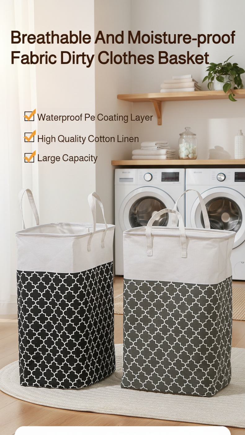Large capacity laundry basket with sturdy handles