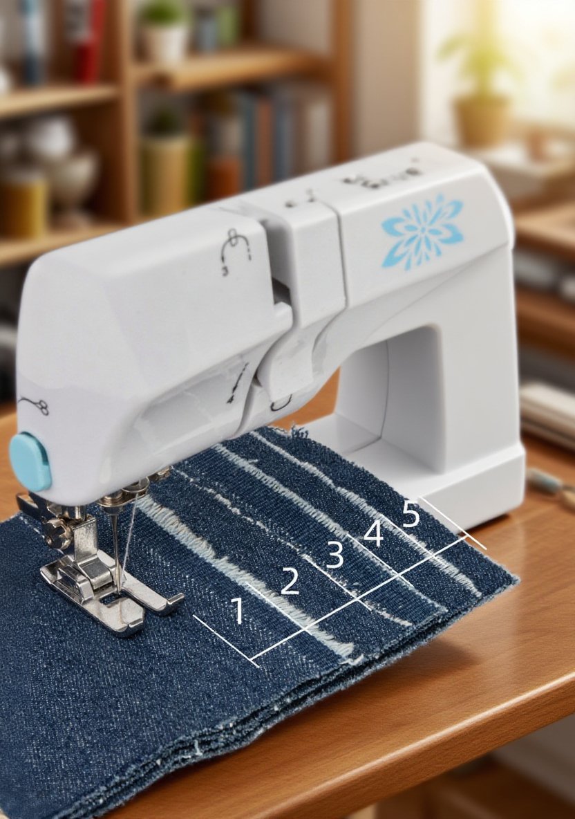User threading fabric with electronic sewing machine