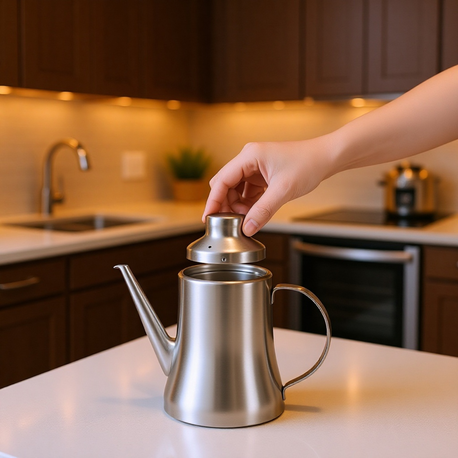 304 Edelstahl Öltopf Küchenölflasche Öltopf Haushaltskochöltopf großer Öltopf Öltopf Gießölflasche