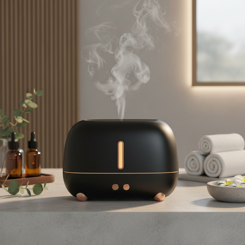 Humidificador USB con llama de colores, difusor de aroma, luz ambiental para oficina y hogar