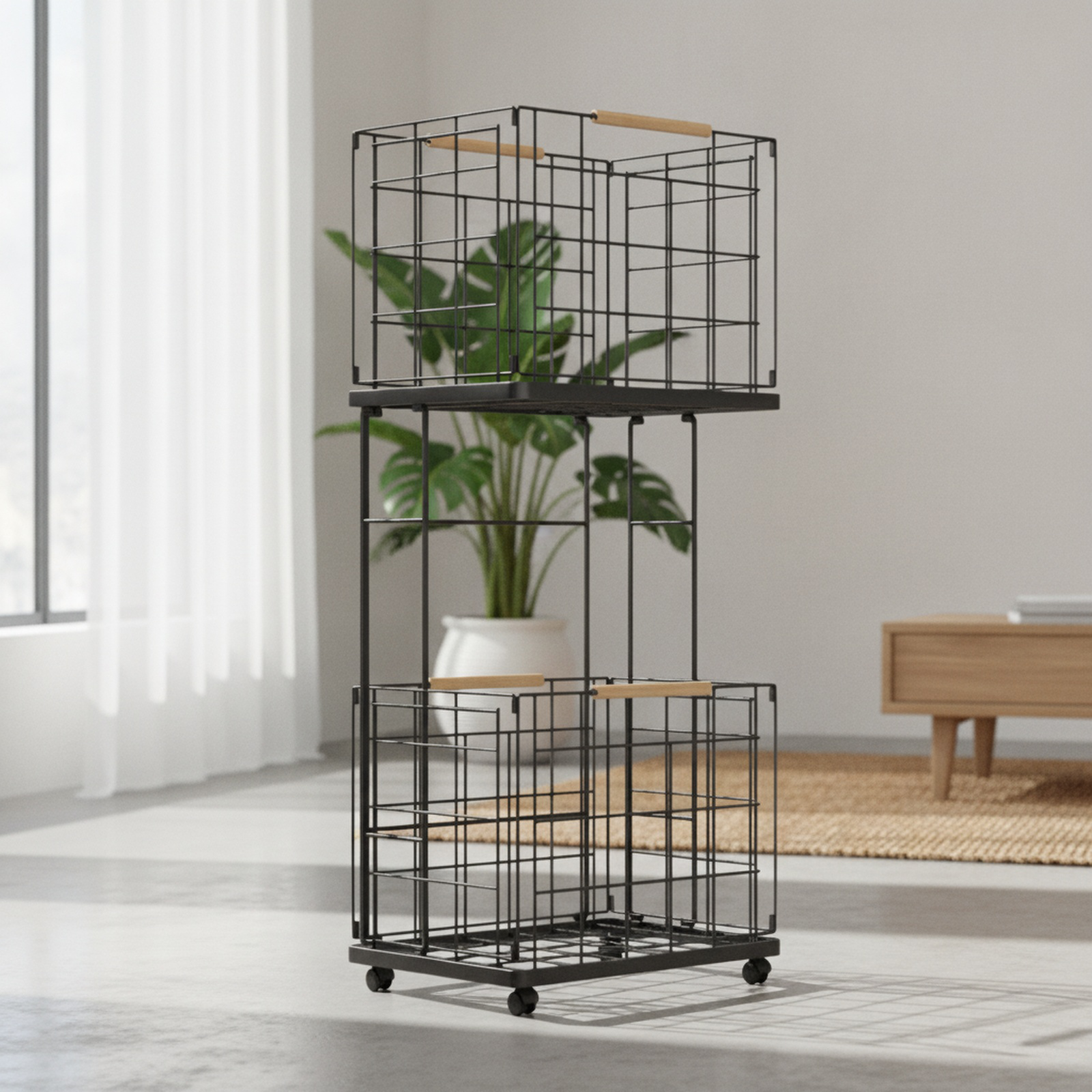 Nordic Style Household Double-Layer Removable Dirty Clothes Basket