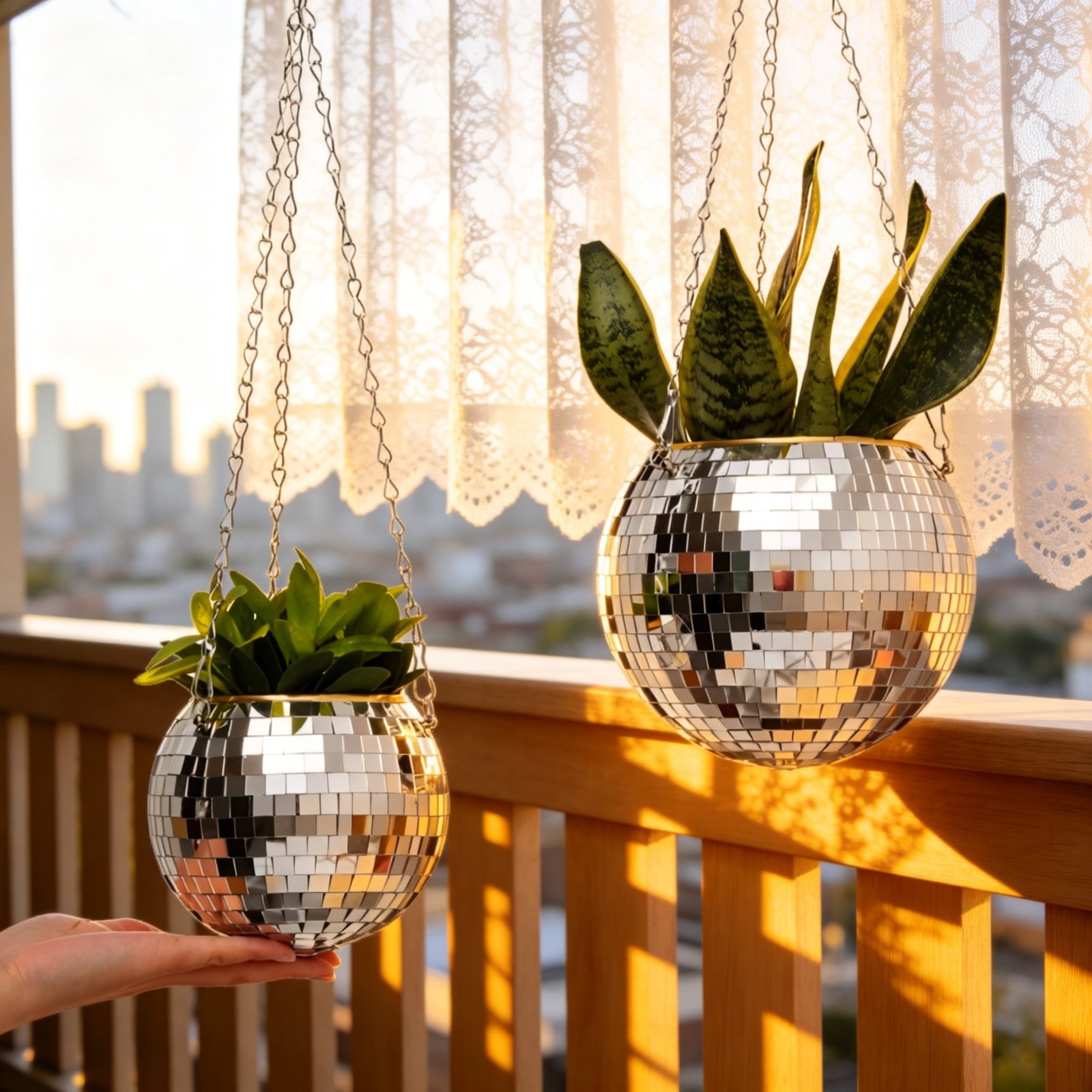 Kreativer Diskokugel-Pflanzer Hängender Blumenampel Pflanzengefäß