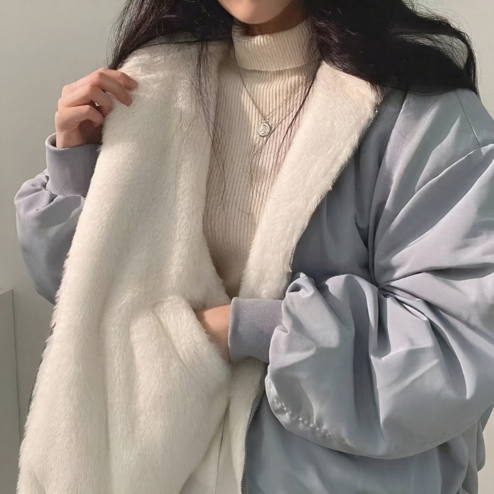 加厚裏起毛フード付き中綿ジャケット