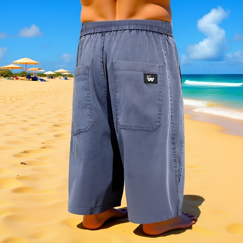 テンセルジーンズメンズ夏薄手2024新作トレンドブランドワイドレッグアイスシルクルーズストレートカジュアルパンツメンズ