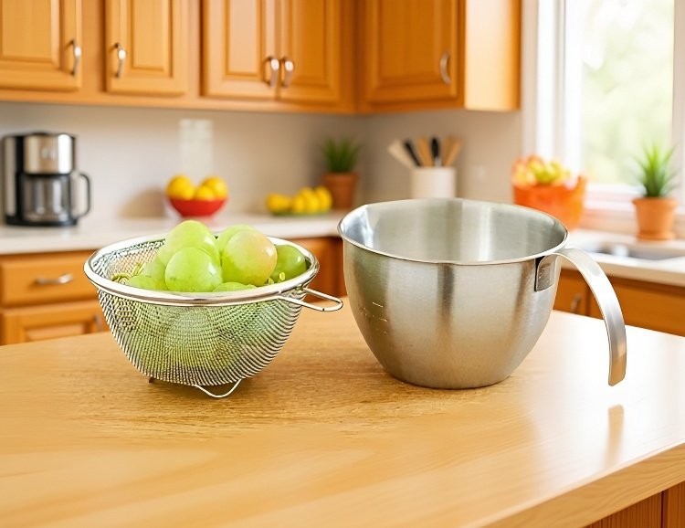 계란을 거품내는 스테인리스 거품기 컵 사용 예시