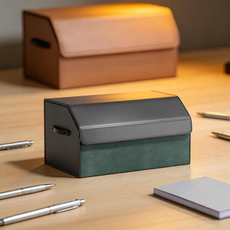 Foldable Leather Car Trunk Organizer in car trunk