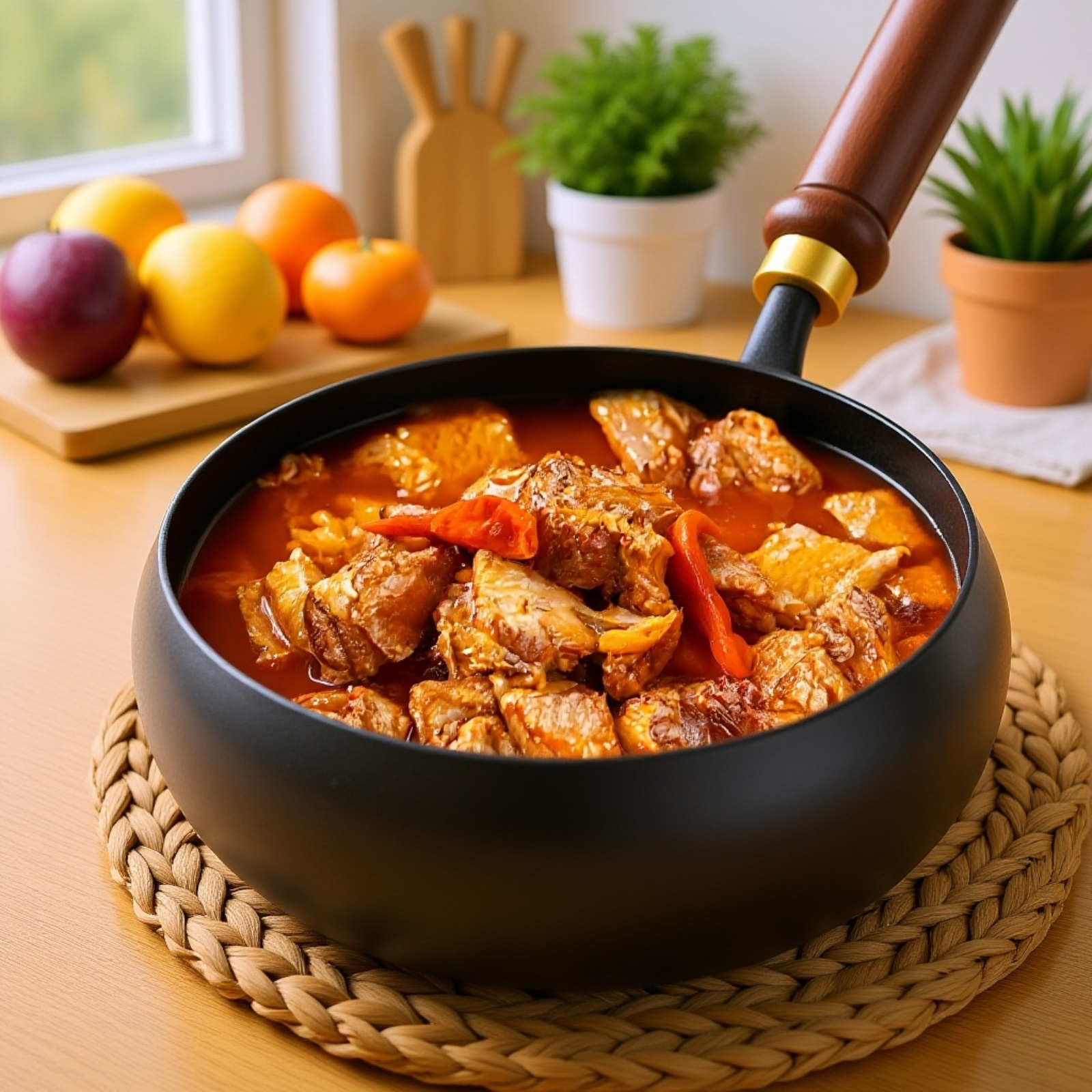 Vintage Non-Stick Small Iron Frying Pan and Stew Pot 24CM