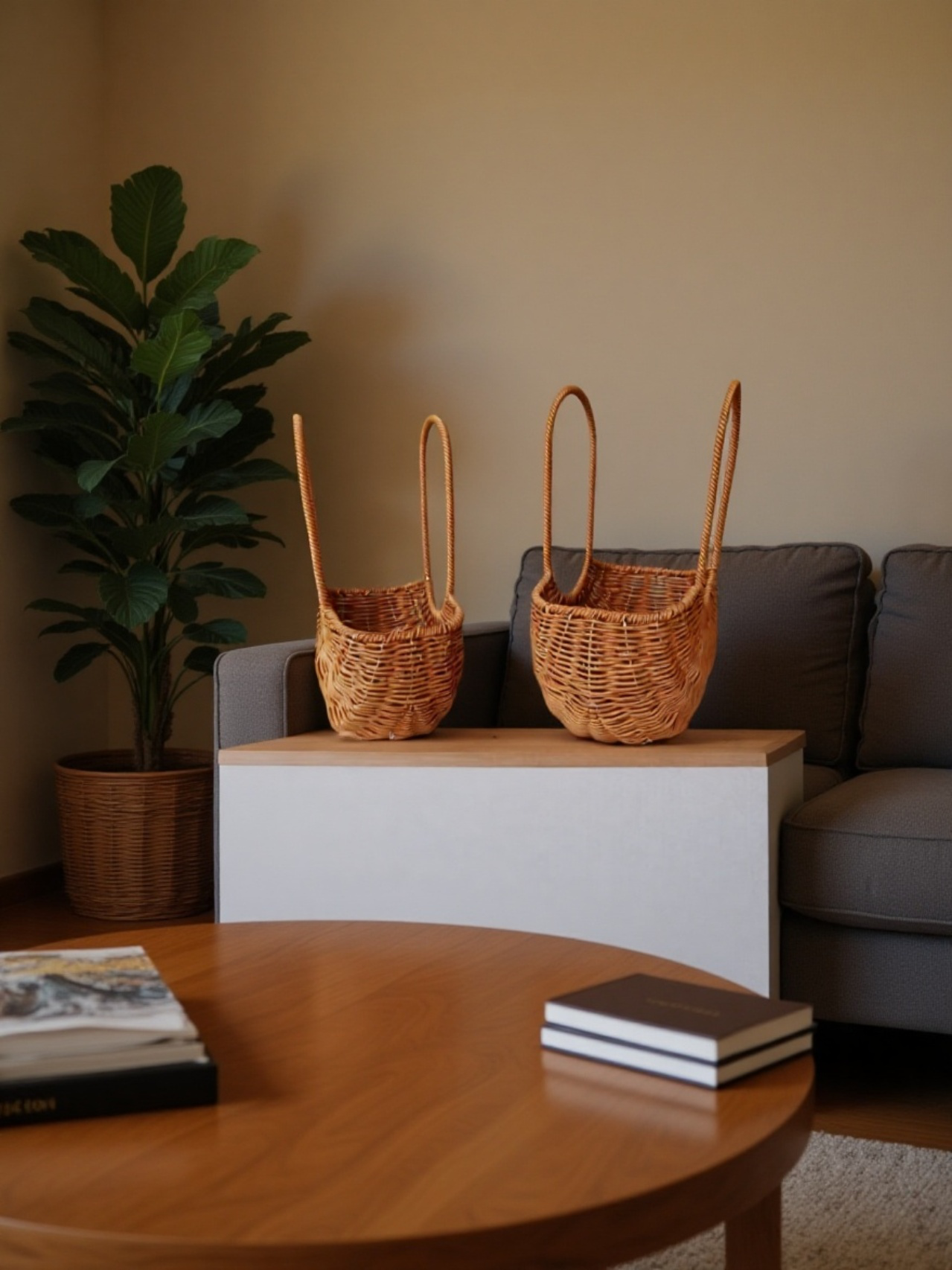 Cesta decorativa para el hogar de estilo natural