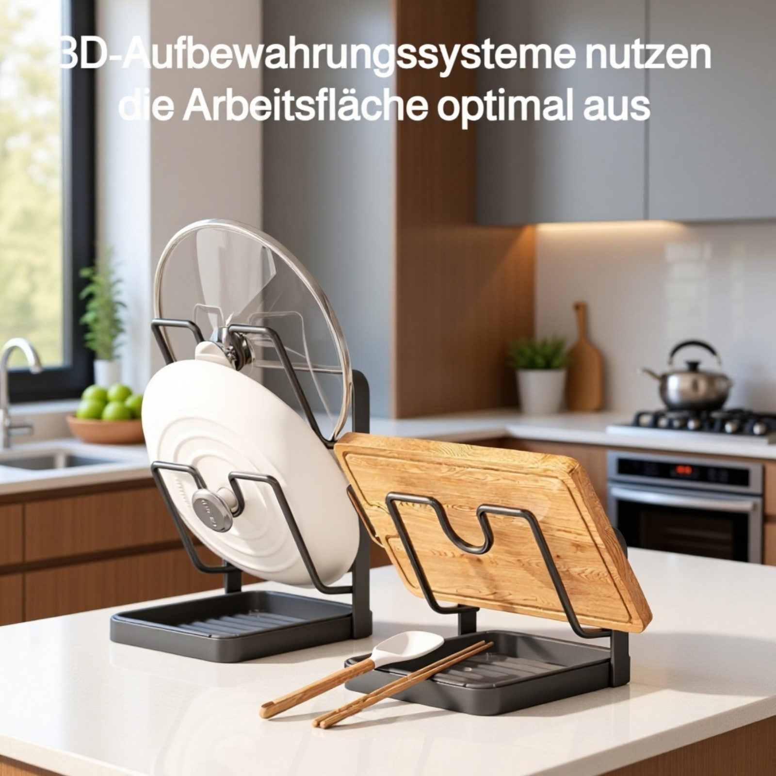 Edelstahl Topfdeckelhalter für die Küche, ohne Bohren