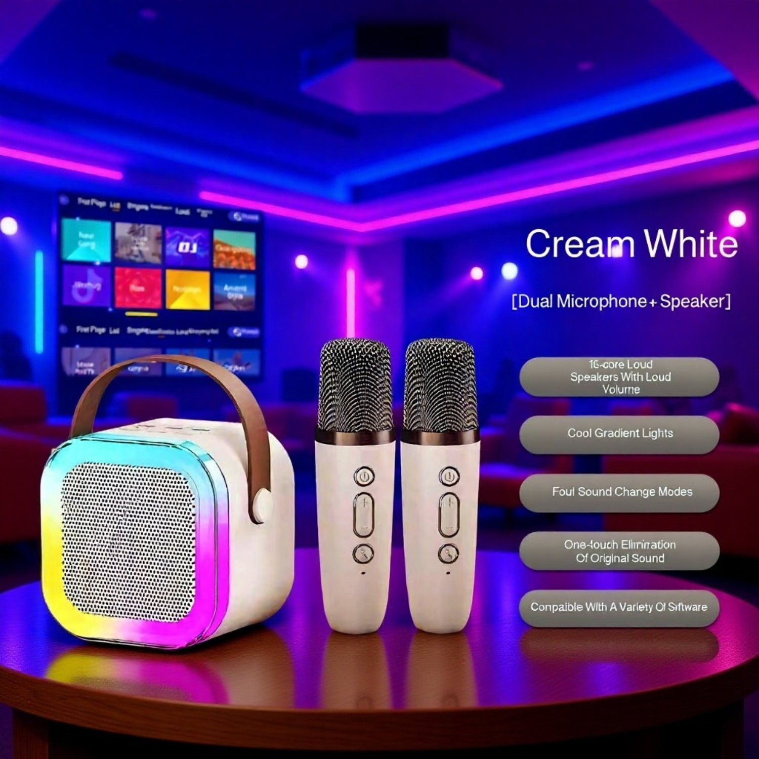 Colorful Wireless Bluetooth Karaoke Microphone Speaker