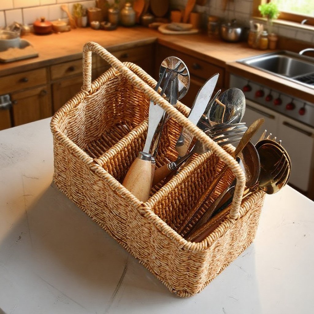 다기능 등나무 편제 격자 수납 정리 광주리