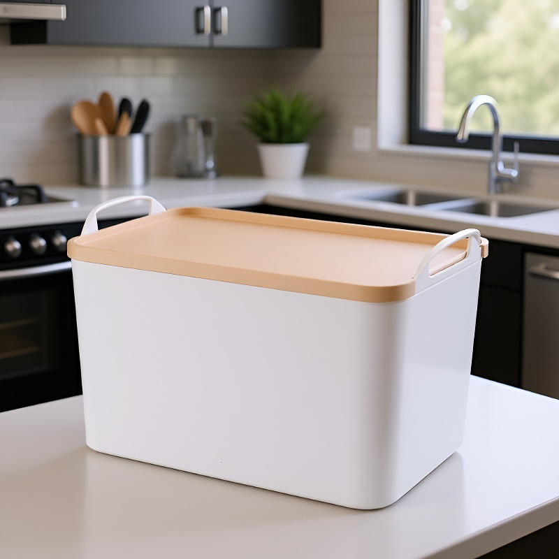 멀티 토트 수납함 솔리드 플라스틱 수납 정리함 덮개 달린 옷과 잡동사니 수납함