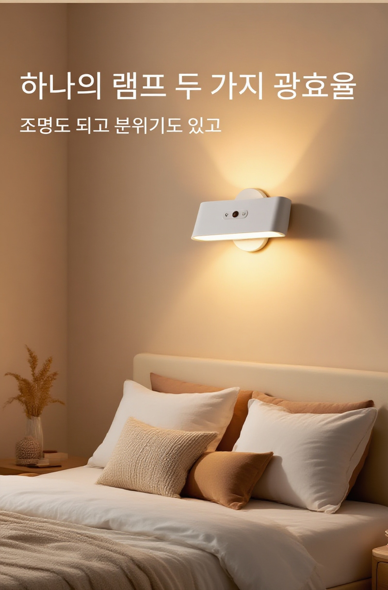 자석으로 손쉽게 부착된 충전식 무드등