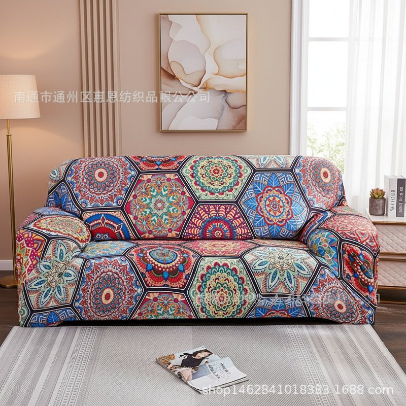Bohemian Style Stretch Full Cover Sofa Slipcover, Perfect Fit Full Coverage Fabric
