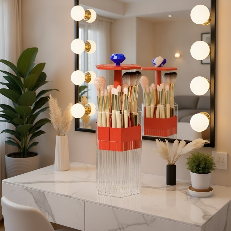 Organizador de brochas de maquillaje para escritorio resistente al polvo
