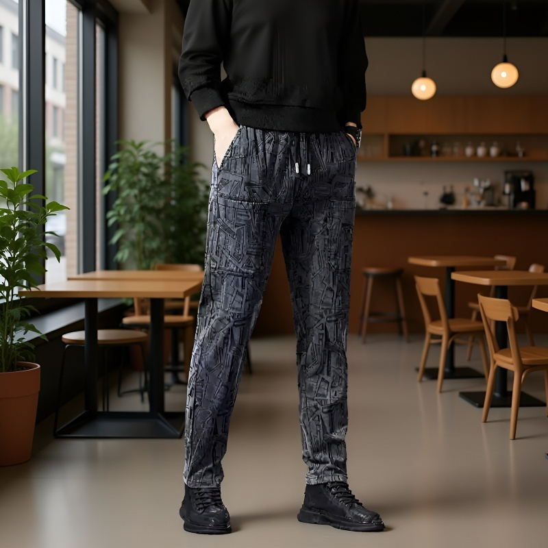 추동 남성 기모 도톰 트레이닝 바지 육포켓 긴바지 자카드 트레이닝 바지