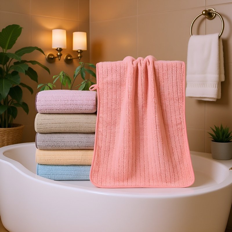 코랄 컬러 슬림 타월