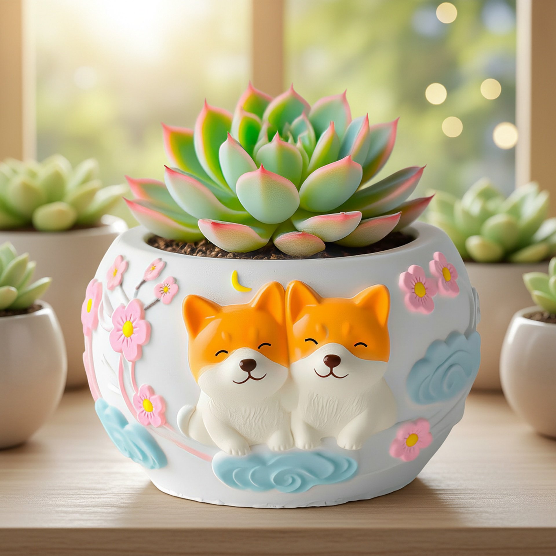 動物テーマDIY石膏植木鉢シリコン型 猫と犬デザイン