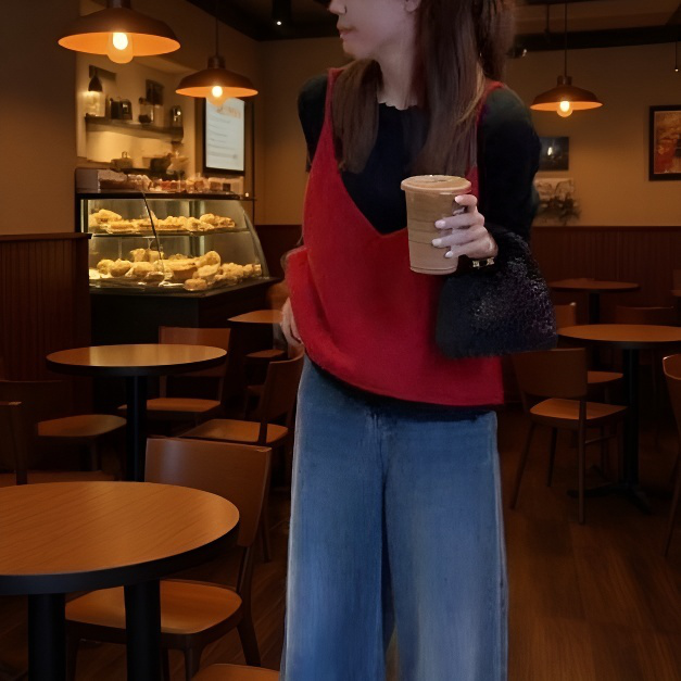 가을 신상 니트 베스트 투피스, 여성 스트랩 긴팔 티셔츠 세트