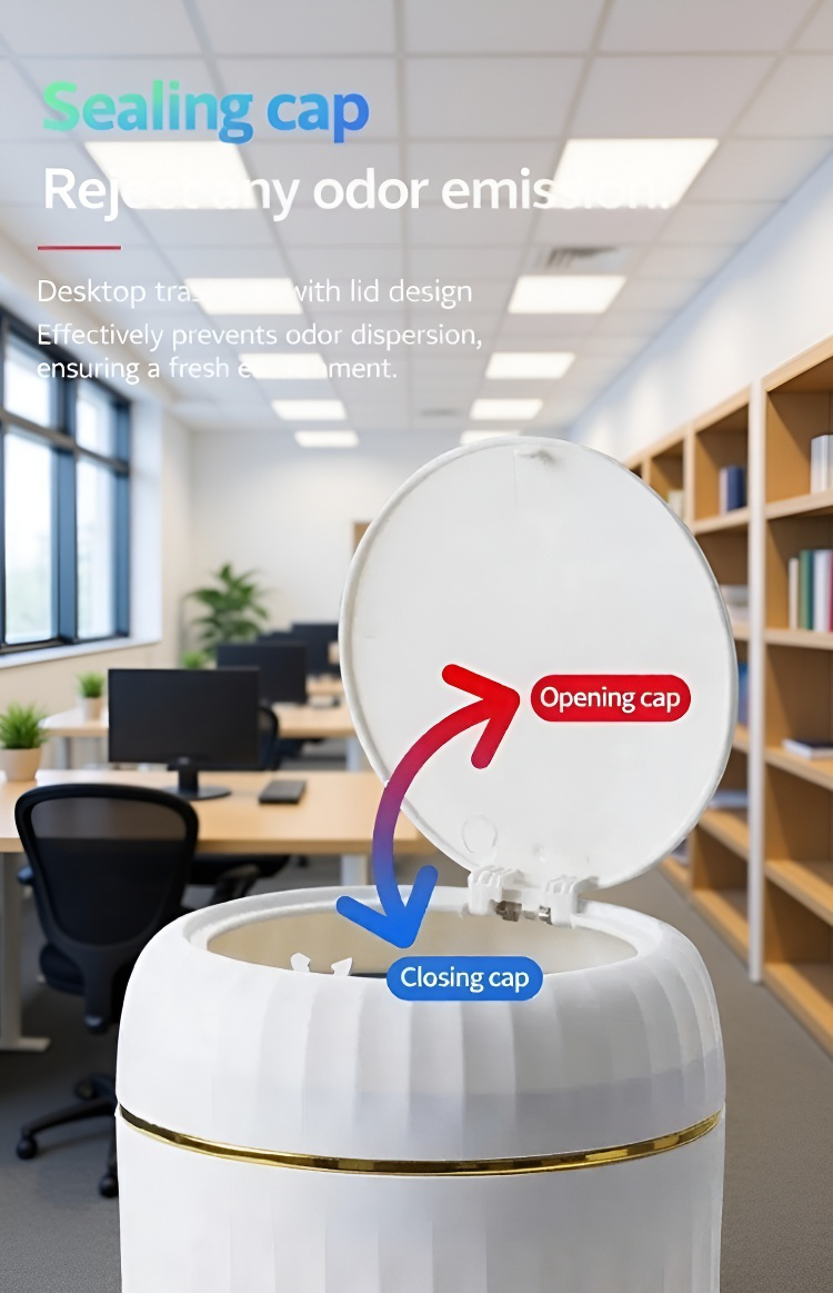 Compact desktop garbage can for workspace