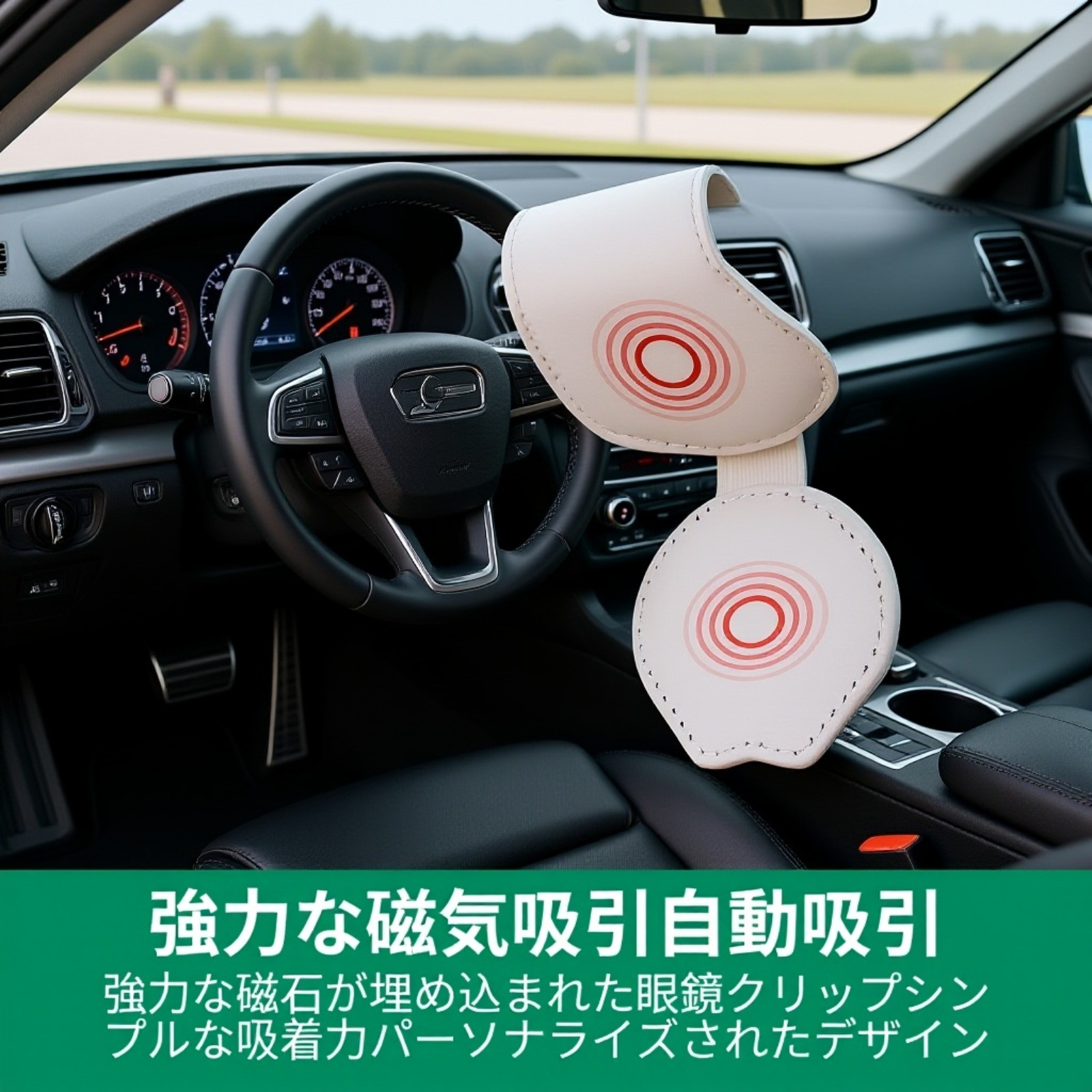 車載多機能カード・チケット収納クリップ　レザーサングラスホルダー