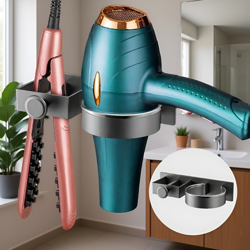 パンチングなし設置のヘアドライヤーハンガー