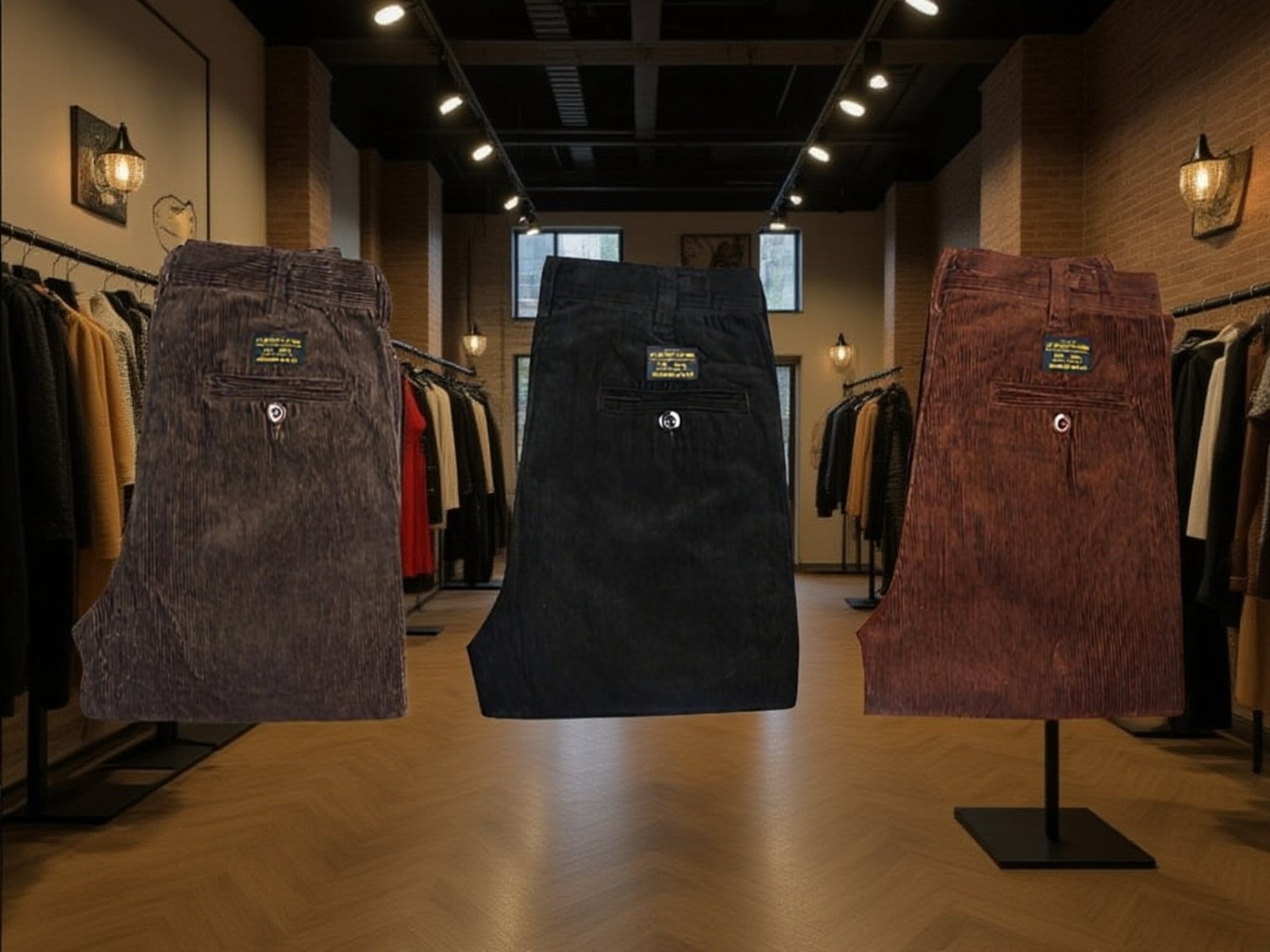 Thick men's corduroy pants with classic workwear design