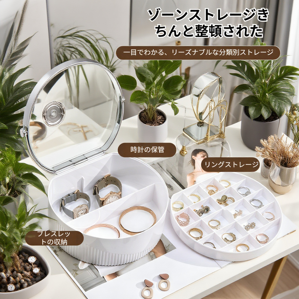 携帯用二層式アクセサリー収納ボックス