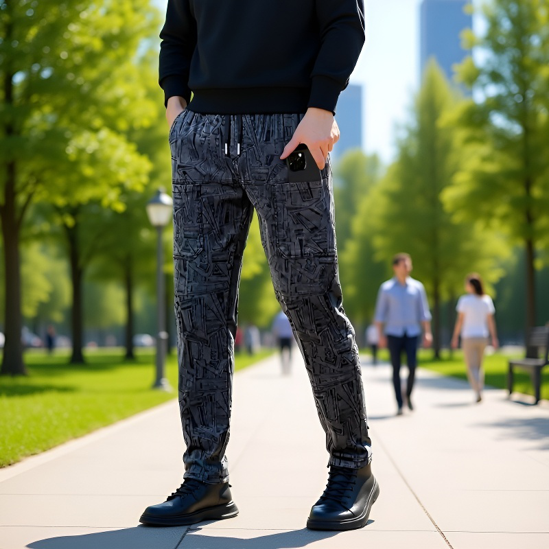 추동 남성 기모 도톰 트레이닝 바지 육포켓 긴바지 자카드 트레이닝 바지